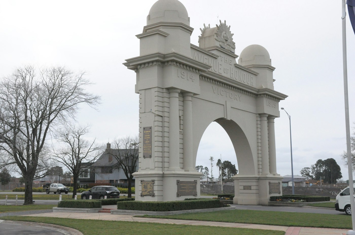Memorial arch in a park on the western edge of Ballarat